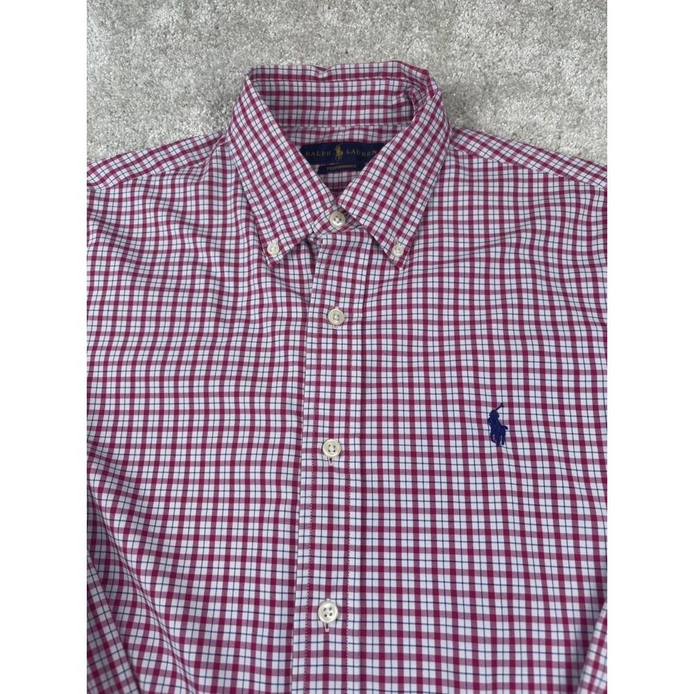 Polo Ralph Lauren Red White Gingham Performance Button Down Shirt Size Small